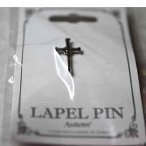 NIP Autom Nostalgic Lenten Nail Cross Silver Tone 3/4" Tie Tac/Lapel Pin